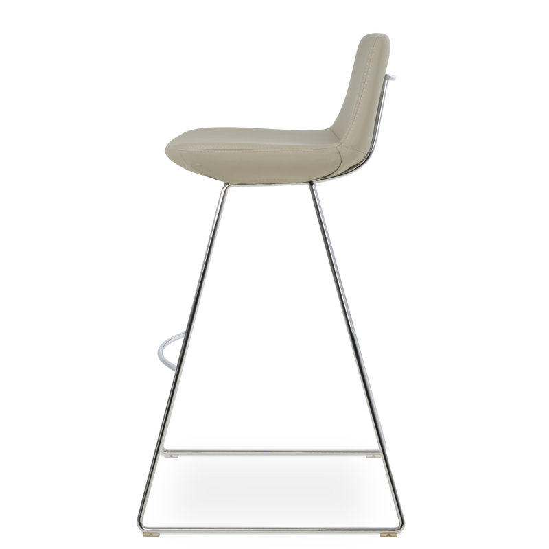 Tabouret de bar et de comptoir Pera HB, Chrome, Similicuir os, Tabouret de bar (siège d'une hauteur de 29 po)