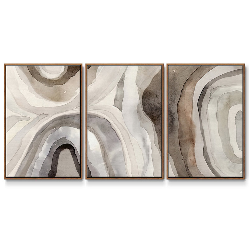 Stone Slices I - Toile encadrée multi-pièces, Cadre noyer, H 40 po x l 78 po