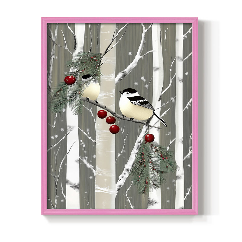 «Christmas Holiday Art CII», reproduction encadrée - bois massif, H 15 po x l 12 po, Rose