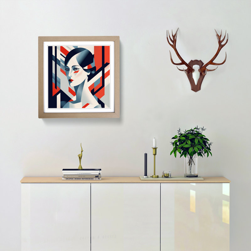 Art Deco Woman Bauhaus - Framed Print, Oak