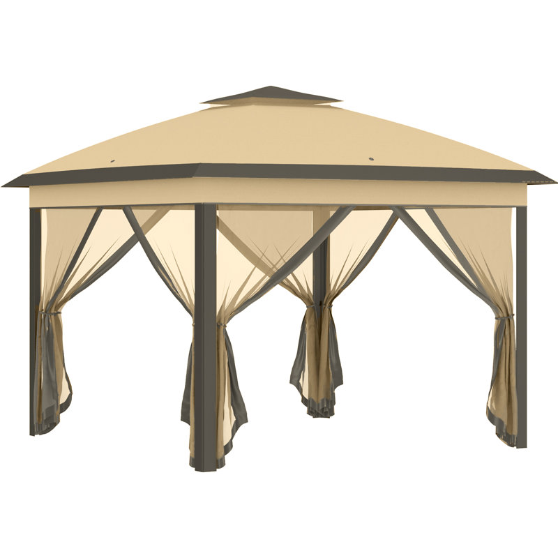 Atzhiry 3.3m x 3.3m Metal Pop-Up Gazebo, Beige