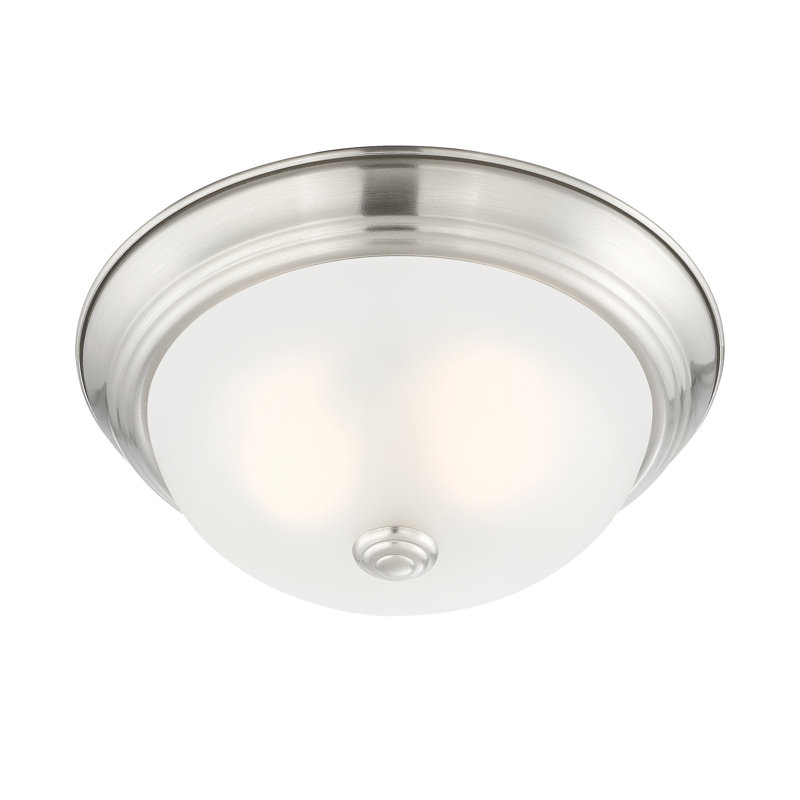 Miesner Glass Flush Mount, Satin Platinum, 5.25" H x 13.25" W x 13.25" D