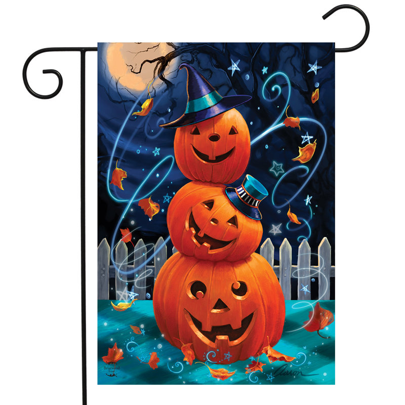 Drapeau d'Halloween pile de citrouilles d'Halloween, Bleu/orange/noir