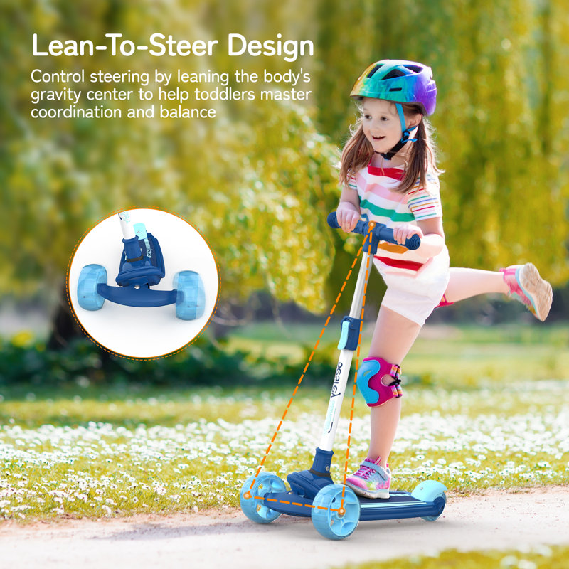Trottinette pour enfants 3 à 10 ans à hauteur réglable Besrey Kick Scooter, Bleu