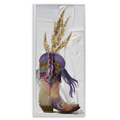 Cowboy Boot & Wheat Framed Giclee Art by Sasha