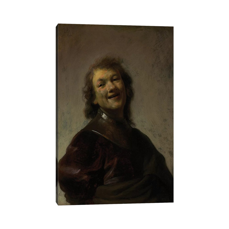 Rembrandt Laughing, C. 1628 by Rembrandt Van Rijn - Painting on Canvas, 66.04cm H x 45.72cm W x 1.91cm D, Wrapped Canvas