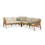 Wooden Garden Corner Dining Sofa Set with 2 Sand Cushioned Chairs-832768073