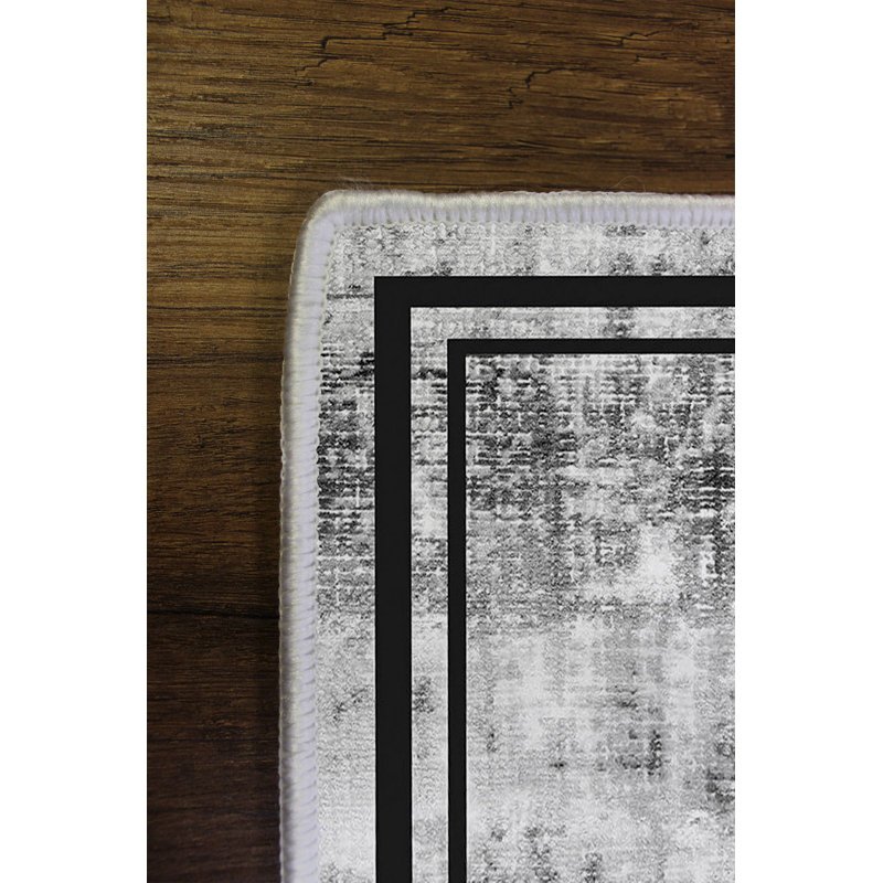 Machine Woven Polyester Area Rug in Black/White/Grey, Rectangle 140 x 220cm