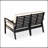 Eucalyptus Loveseat With Cushions, Espresso Finish, Dark Green Cushions-189302569-189302568