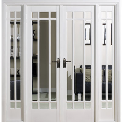 Manhattan Clear Bevelled Glazed Primed White Internal Door W6