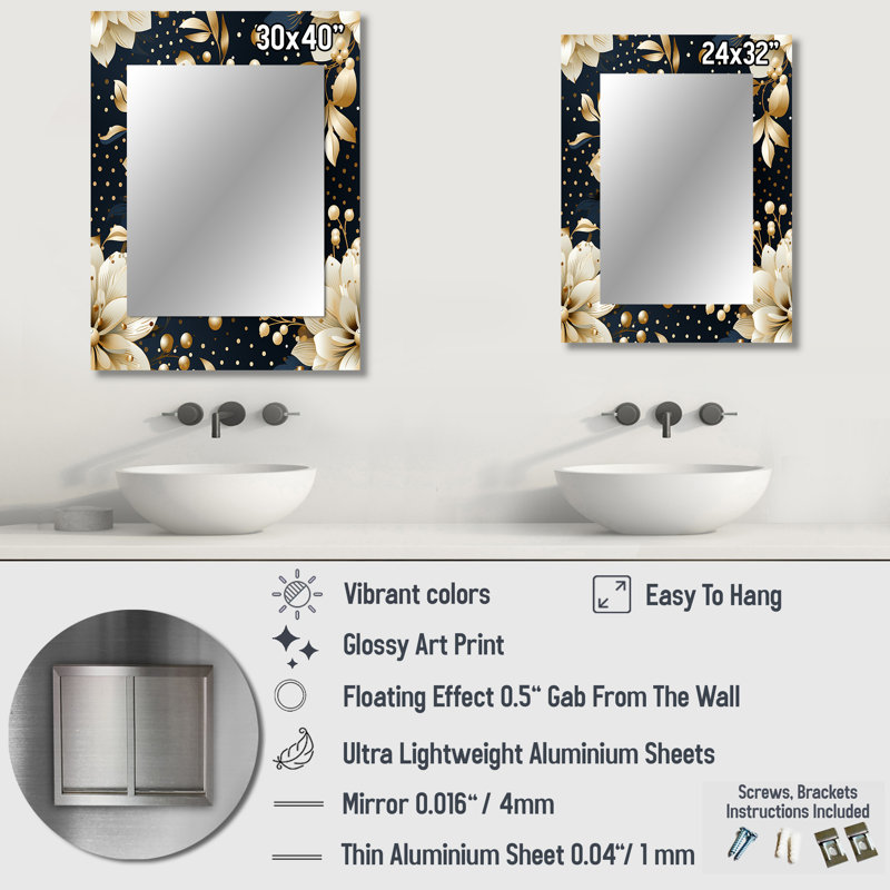 Motif à pois Krause Victorian Elegance - Miroir décoratif à pois, 32 po x 24 po