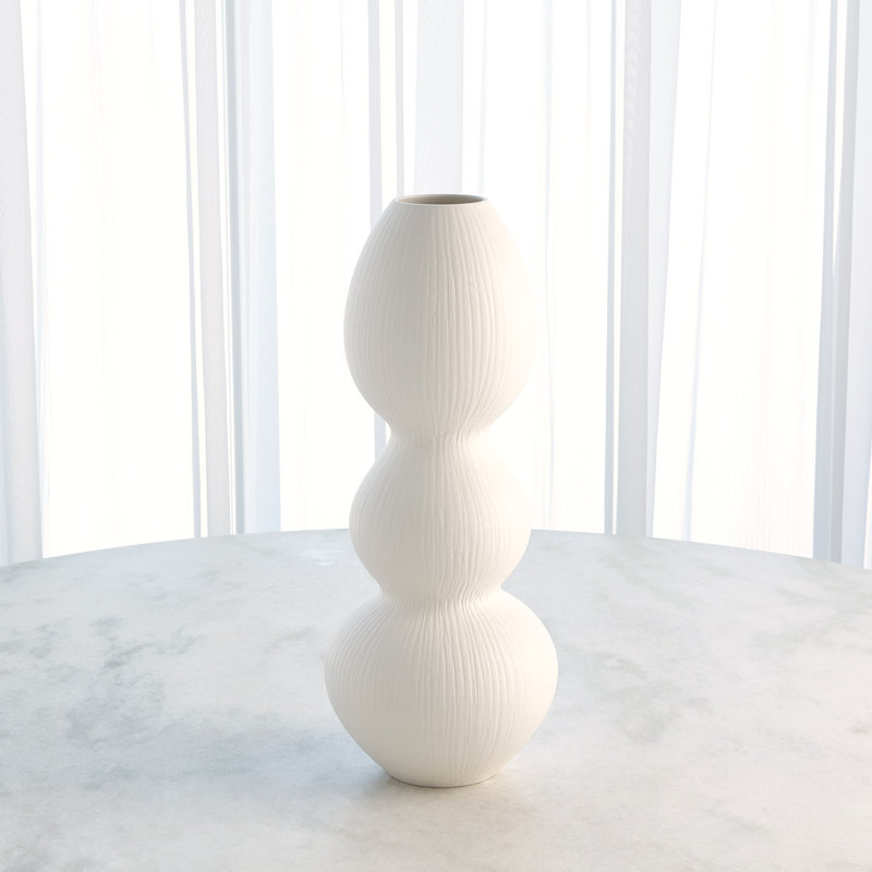 Torch Vase, White, 20" H x 8" W x 8" D