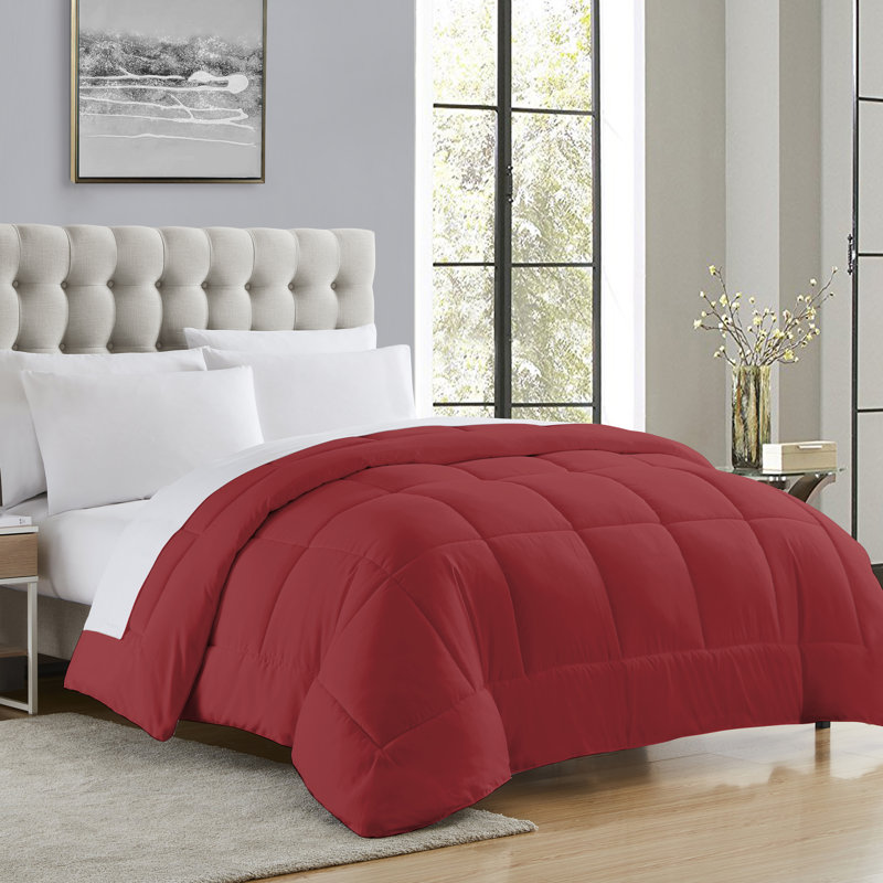 All Season Down Alternative Solid & Reversible Comforter, Twin Comforter, Burgundy