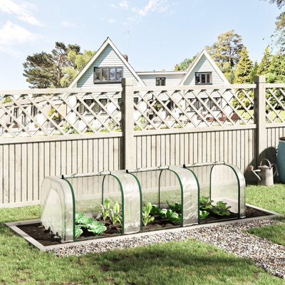 Mini-serre de 3 m x 0,9 m x 0,75 m, avec portes zippées, bâche imperméable et structure en acier pour la culture toute l'année. Serre portative de 0,75 m de profondeur, avec portes bloquantes et structure robuste pour plantes.