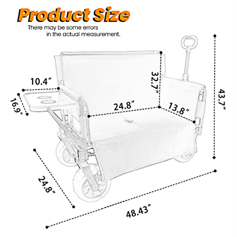 Convertible Folding Wagon Cart With Folding Tabletop, Black
