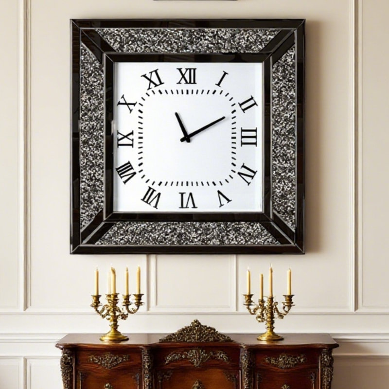 Azer 60x60cm Wall Clock Modern Black Diamond Square Accent Clock