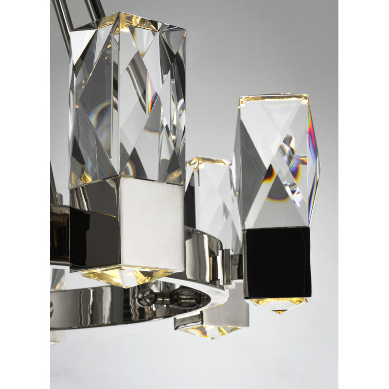 12 - Light LED Chandelier, Polished Nickel
