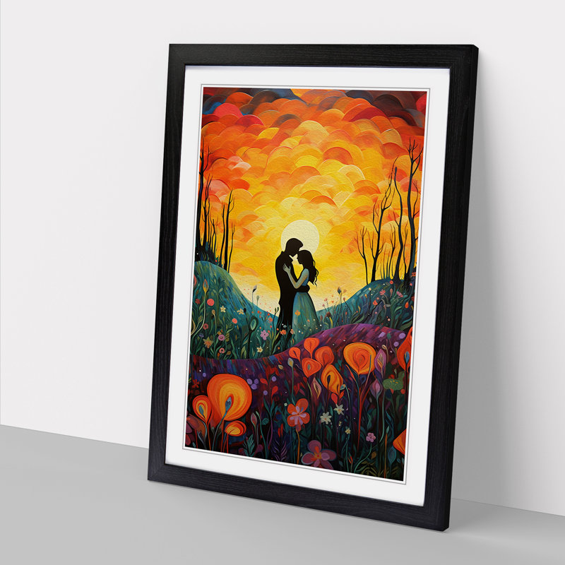Lovers Colour Field Art - Framed Print, 34cm H x 25cm W x 2cm D, Black Framed