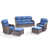 Coussin bleu / cadre brun