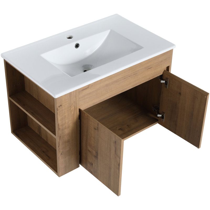 30 Inch Bathroom Vanity With White Ceramic Basin And Adjustable Shelf Sagacity Utility Value