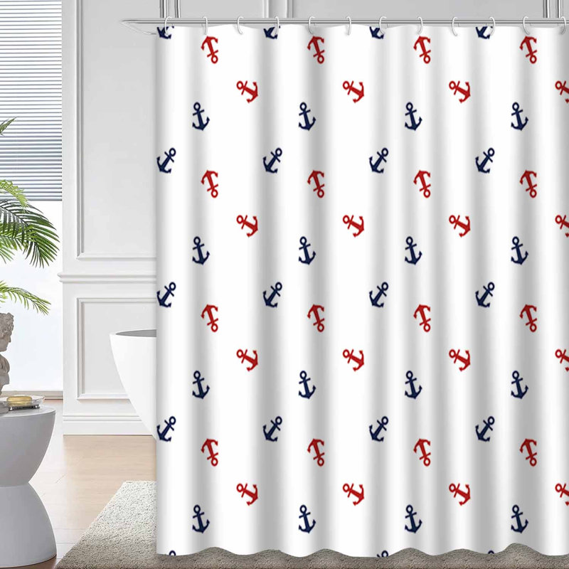 Rideau de douche rouge avec 12 crochets, L 72 po x l 84 po