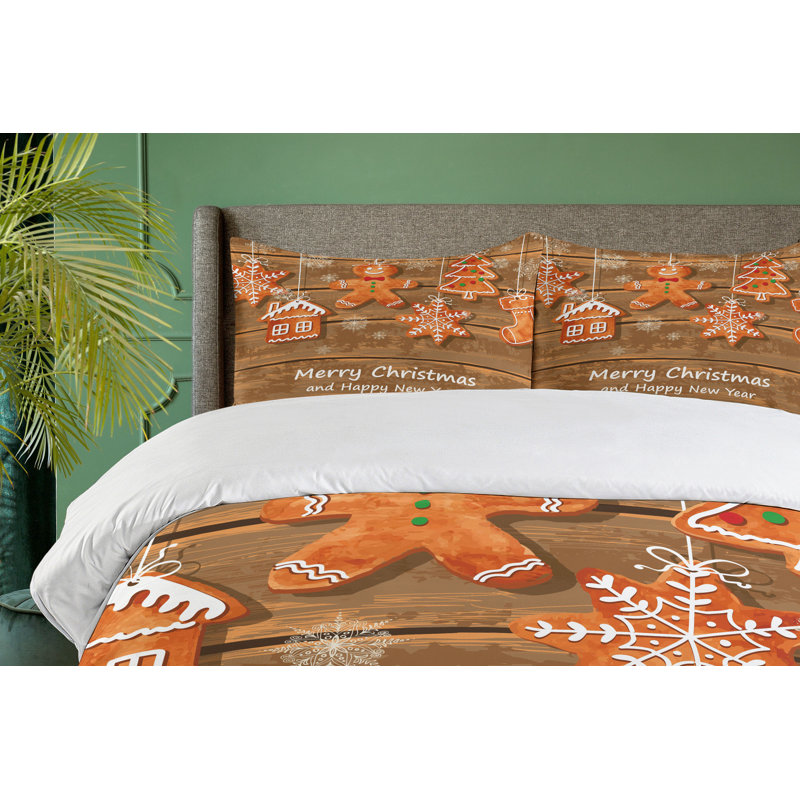 Gingerbread Man Modern & Contemporary Polyester Duvet Cover, Queen
