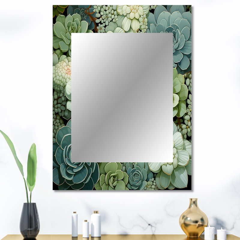 «Green Succulents Flowers Serene Succulents IV - Succulent Large Mirror», impression sur toile, 40 po x 30 po