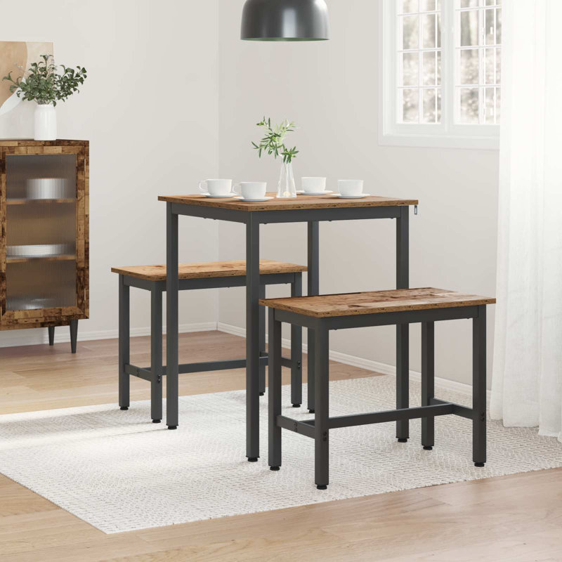 Metal Base Dining Table, Old Wood