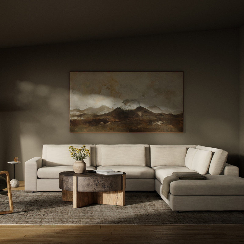 Bloor Modular Sectional, Savoy Parchment Polyester Blend, Left Hand Facing