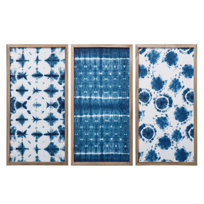  MDF Shibori Wall Art Set of 3 Spring Home Decorations