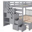 Lit simple superposé au dessus d'un lit double avec lit gigogne simple (gris)-1922800322