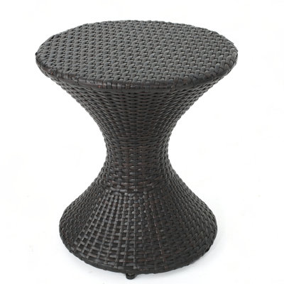 Outdoor 16-inch Multi-brown Wicker Hourgla Side Table