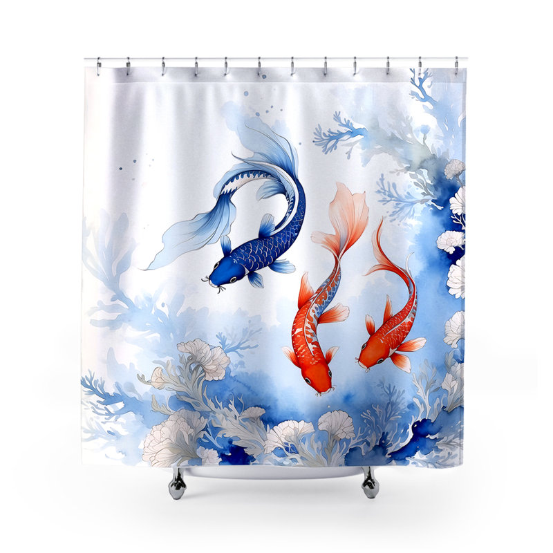 Fish Shower Curtain, Baddo Koi Fish