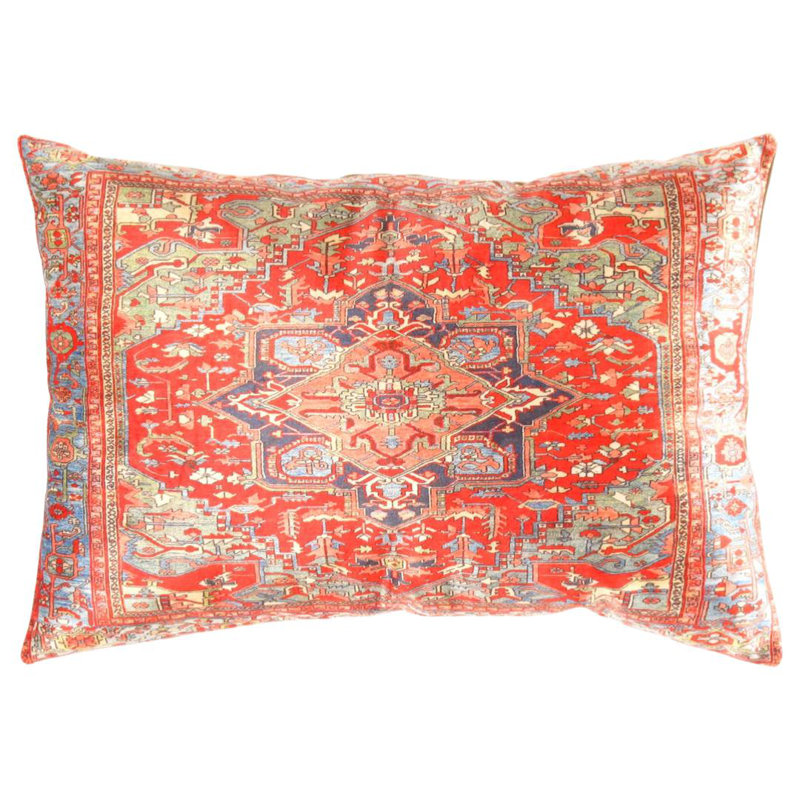 Square Pillow Cover & Insert, 16"H x 24"W, Red/Green, Rectangle