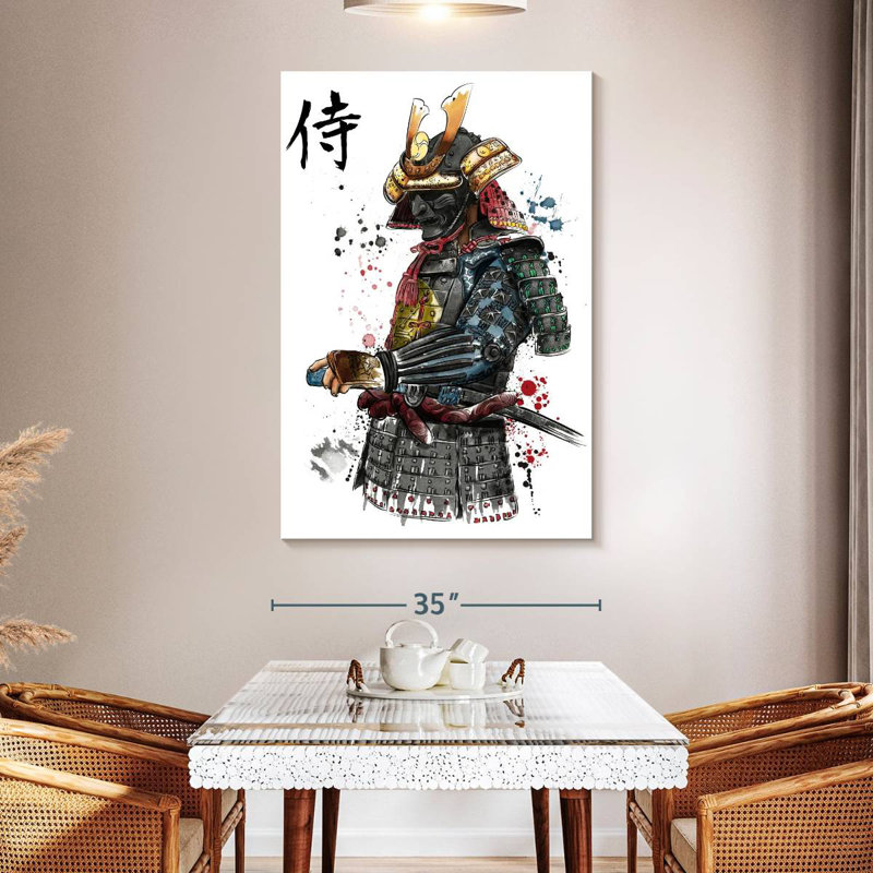 Aquarelle Mait Samurai, H 51 po x l 34 po
