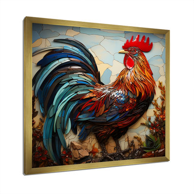Art moderne sur toile, "Modern Rooster Collage III"