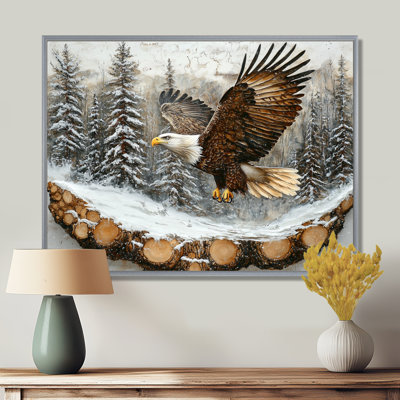 Eagle Spirit Of The Wind In Winter Forest IV - Eagle Wall Art