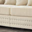 Velours abricot 2 + 3 places avec accoudoirs carrés et clous argentés de conception moderne abricot, coussins de siège à ressorts ensachés, housses amovibles lavables, rangement inférieur, accoudoirs à 5 places en contreplaqué en bois d'hévéa