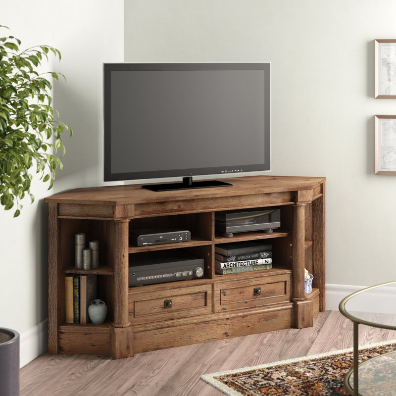 Meuble télé d'angle pour téléviseur de 60 po ou moins Chauvigny, Chêne rétro