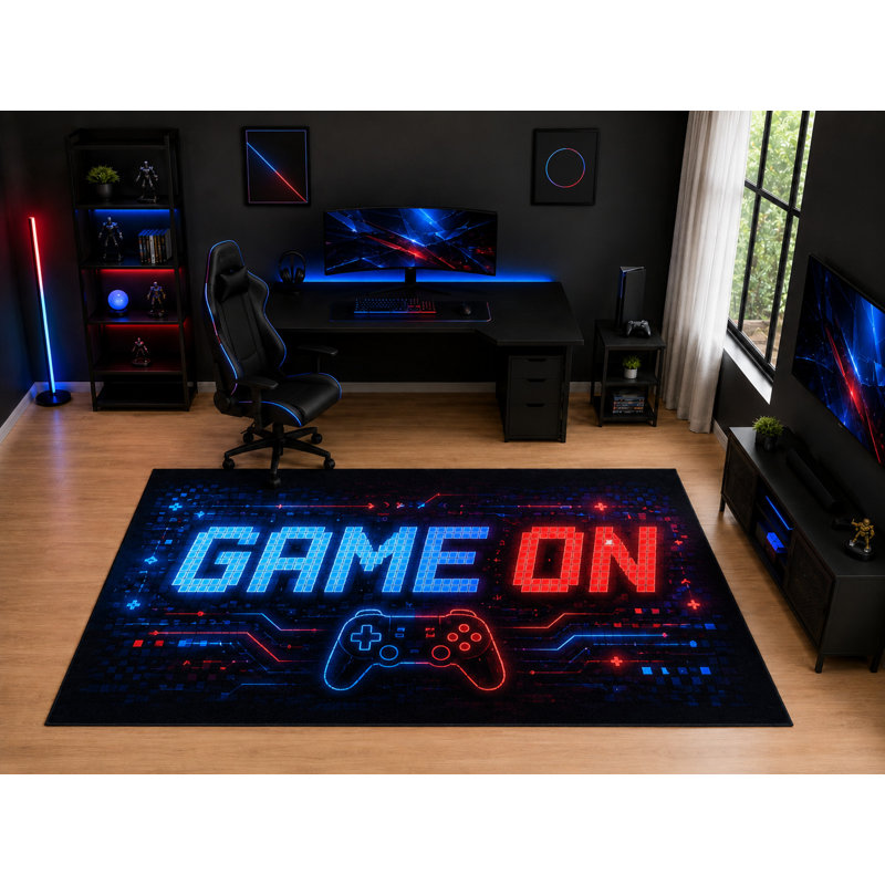 Tapis de jeu ultramince de 200 x 300 cm (6'7" x 9'10"), doux et à poils courts, pour chambre d'enfant, noir.