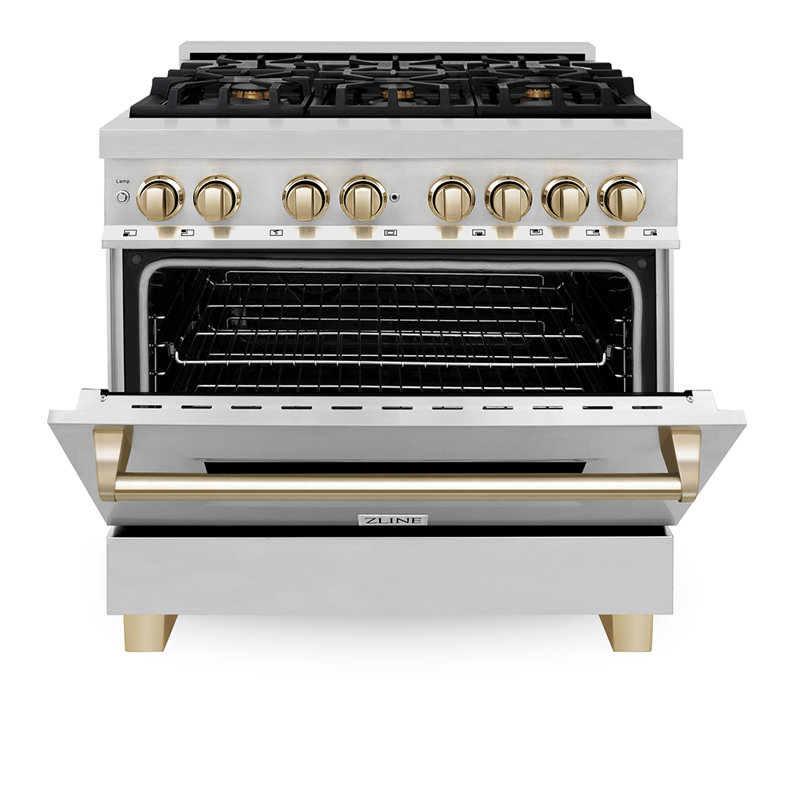 ZLINE Autograph 36" Legacy Dual Fuel Range w/ 6 Burners, Polished Gold