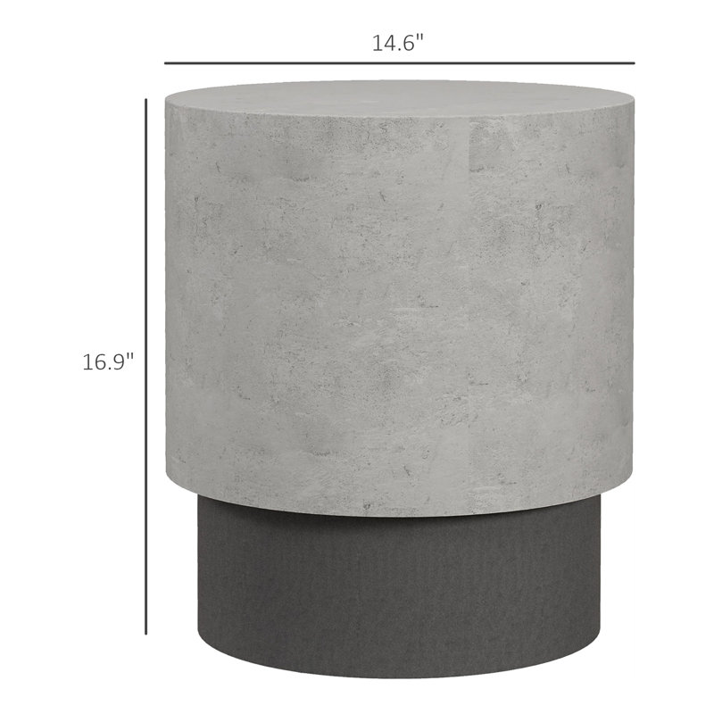 Coiffeuse grise, ronde - 4 pieds réglables, légère, pour les espaces intérieurs et extérieurs, bureau de chevet simulant le béton portatif de 198 lb, extérieur, avec support