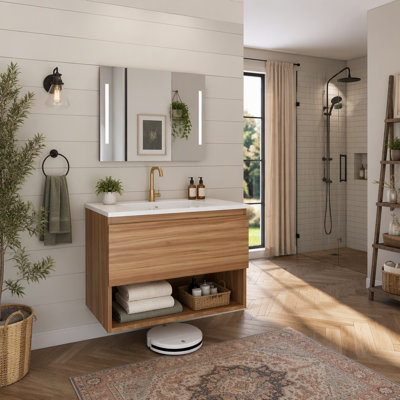 Meuble-lavabo mural, grand tiroir de 76 cm, en kit, sans lavabo