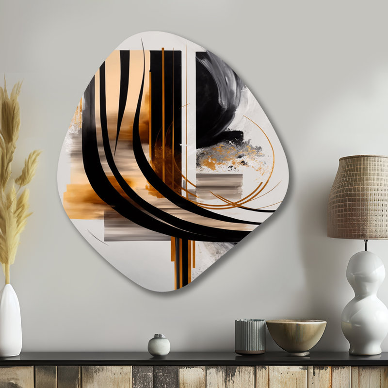 «Gold Touch Art Deco III», art mural abstrait en métal asymétrique, reproduction d'art moderne de forme irrégulière