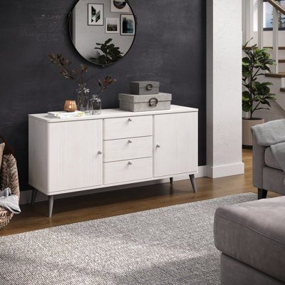 Dareen Medium Sideboard, 3 drawers, 2 door, White Wax finish