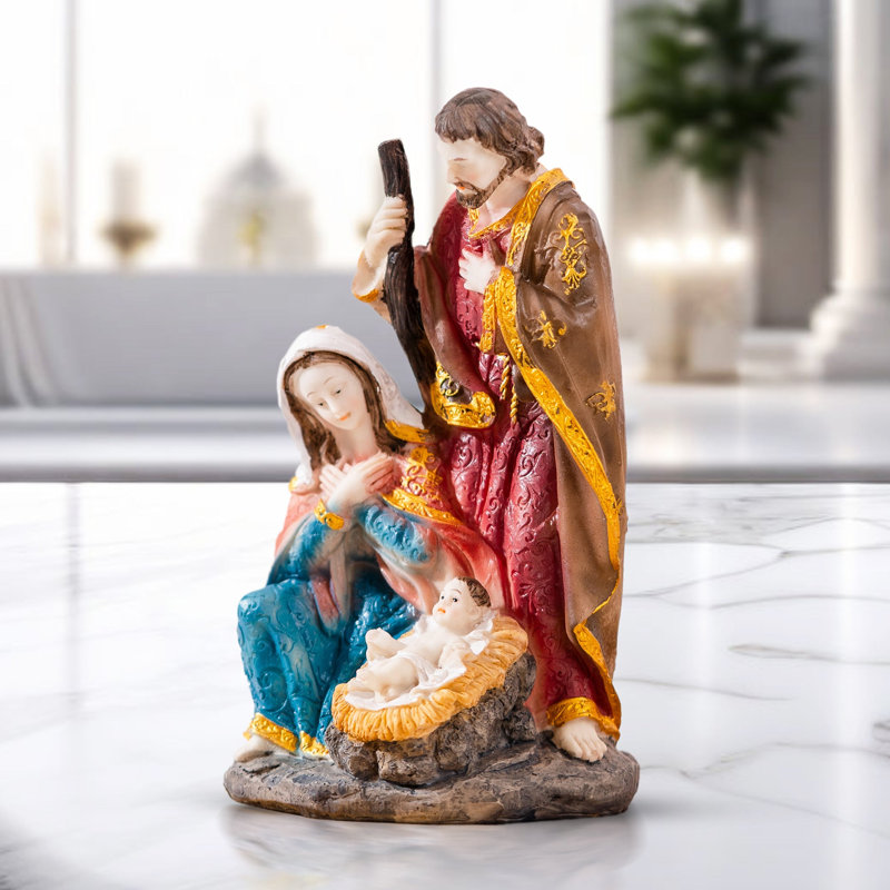 Statue de table Sacred Family en ivoire serein