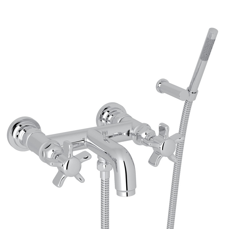 San Giovanni Exposed Wall Mount Tub Filler, Polished Chrome, Level