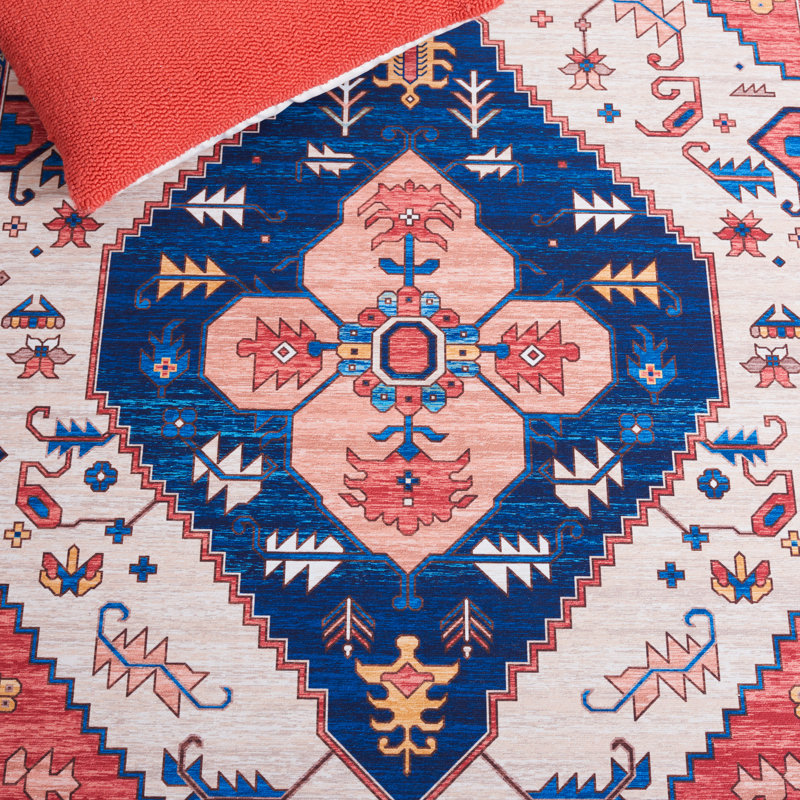 Tapis 133 rouille / bleu 133, Rectangle 8 pi x 10 pi
