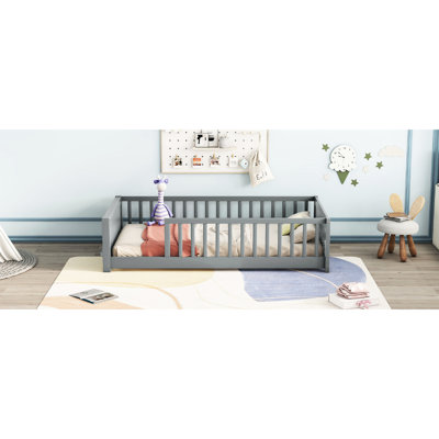 Lit plateforme avec rangement intégré pour lit simple, gris et gris