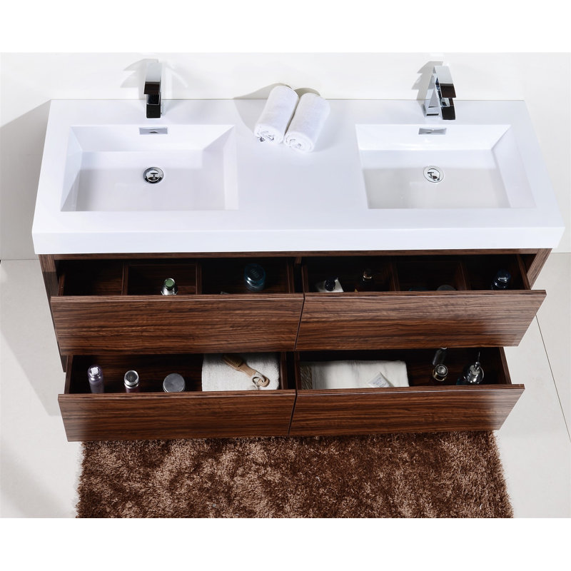 Ensemble de meuble-lavabo double 59 po Royka, Noyer